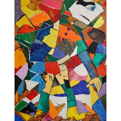 MIXED MEDIA RICCARDO VELLUTO ' GUERRIERO CON 6 DITA ' dimensioni L 60 x H 80 cm.