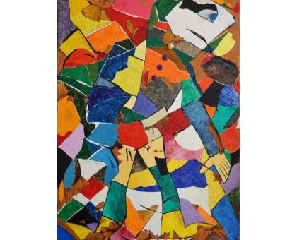 MIXED MEDIA RICCARDO VELLUTO ' GUERRIERO CON 6 DITA ' dimensioni L 60 x H 80 cm.