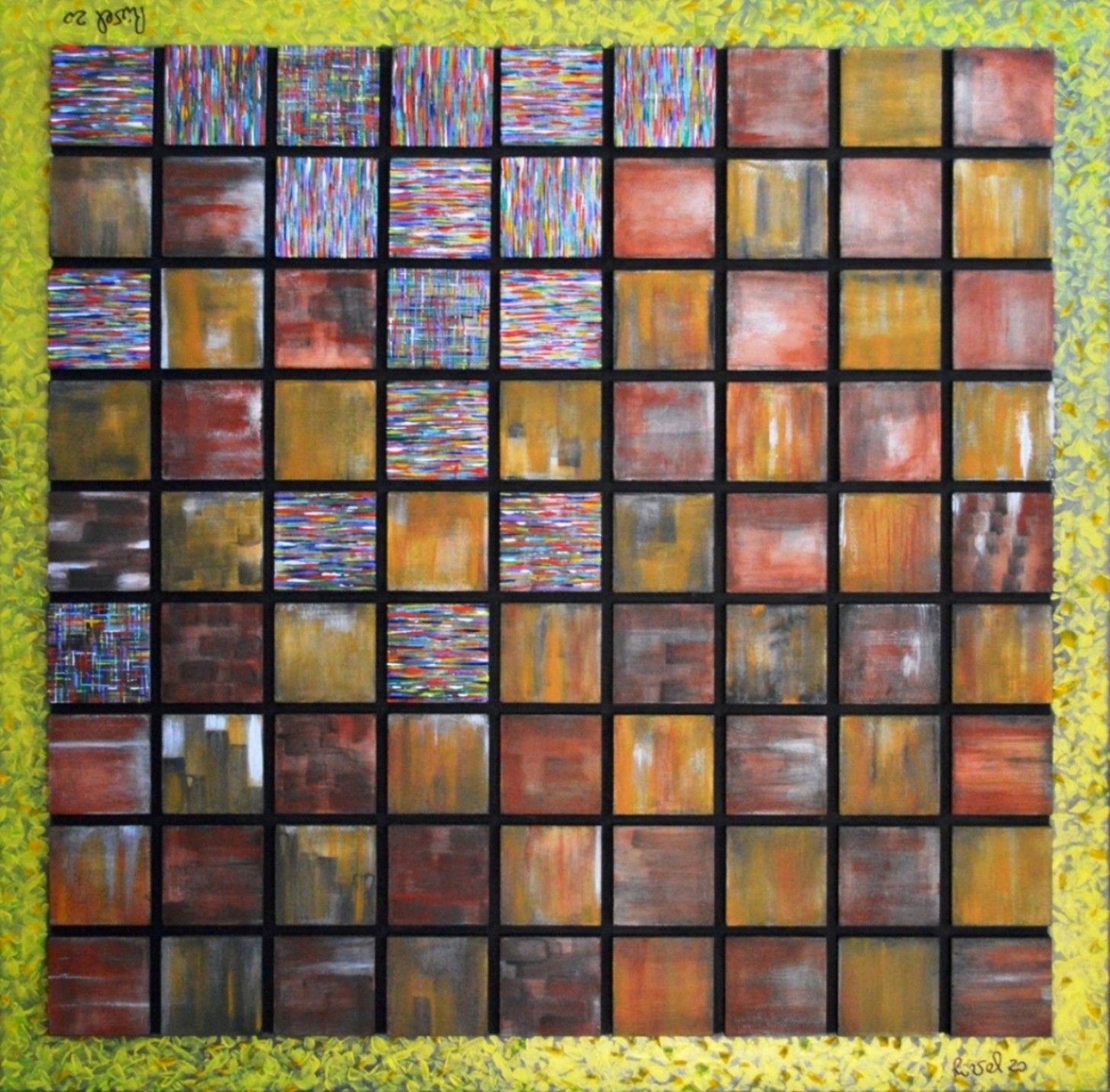 MIXED MEDIA  RICCARDO VELLUTO ' LIFE '  dimensioni L 100 x H 100 cm.