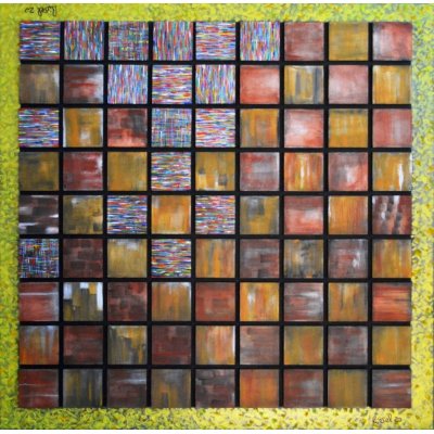 MIXED MEDIA RICCARDO VELLUTO ' LIFE ' dimensioni L 100 x H 100 cm.