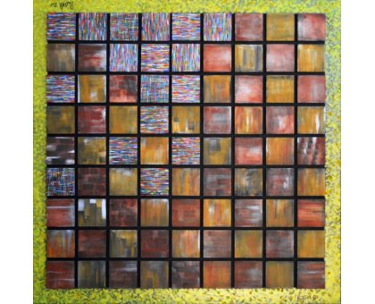 MIXED MEDIA RICCARDO VELLUTO ' LIFE ' dimensioni L 100 x H 100 cm.