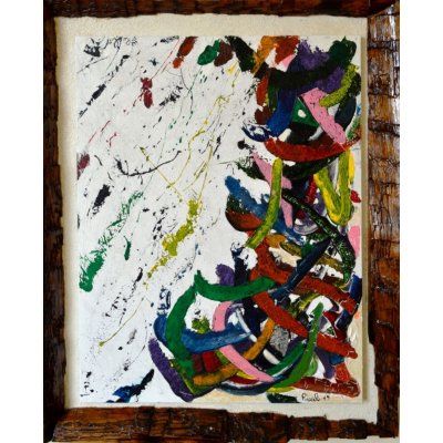 MIXED MEDIA RICCARDO VELLUTO ' IMPRESSIONE AUTUNNALE ' dimensioni L 74 x H 94 cm.