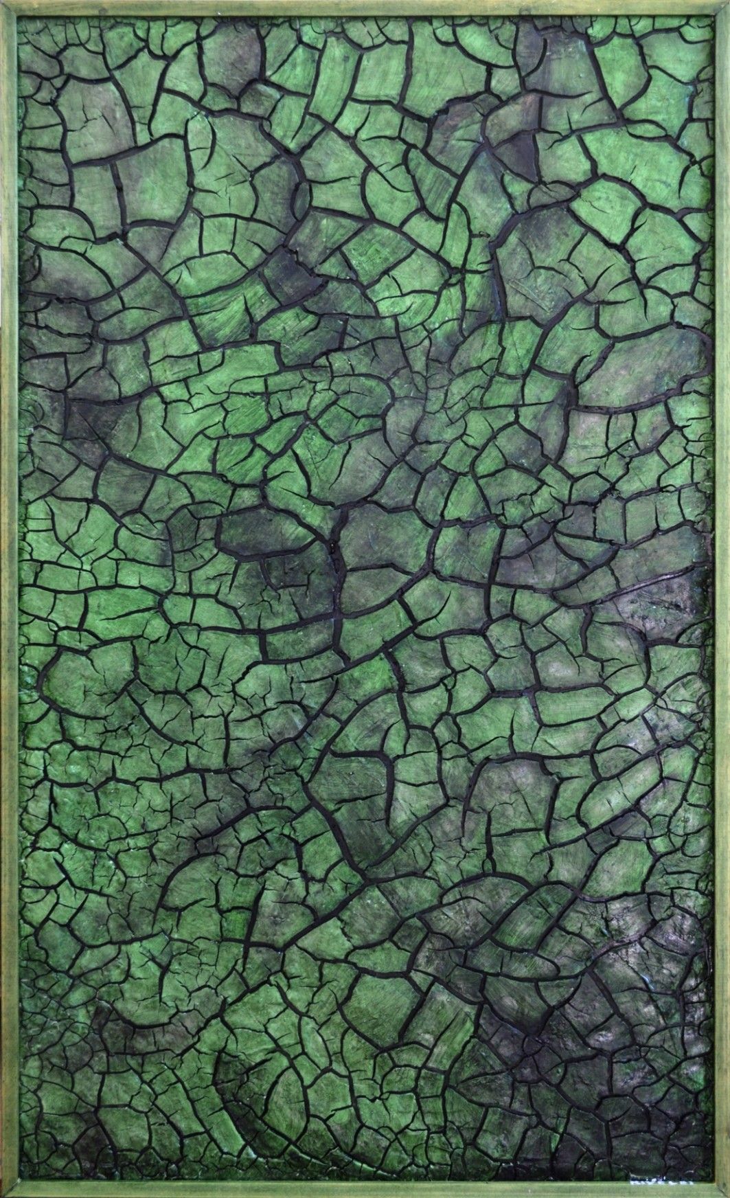 MIXED MEDIA  RICCARDO VELLUTO ' CREPE SU FONDO VERDE '  dimensioni L 47 x H 80 cm.
