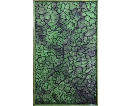MIXED MEDIA RICCARDO VELLUTO ' CREPE SU FONDO VERDE ' dimensioni L 47 x H 80 cm.