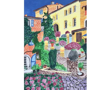 ACRILICO SU TELA RENZO BATTACCHI ' IL BORGO LINDO ' dimensioni L 35 x H 50 cm.