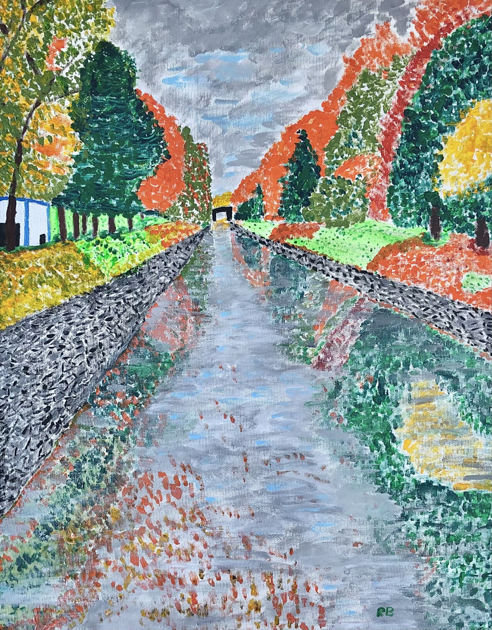 ACRILICO SU TELA  RENZO BATTACCHI ' RIFLESSI '  dimensioni L 40 x H 50 cm.