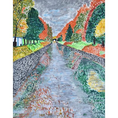 ACRILICO SU TELA RENZO BATTACCHI ' RIFLESSI ' dimensioni L 40 x H 50 cm.