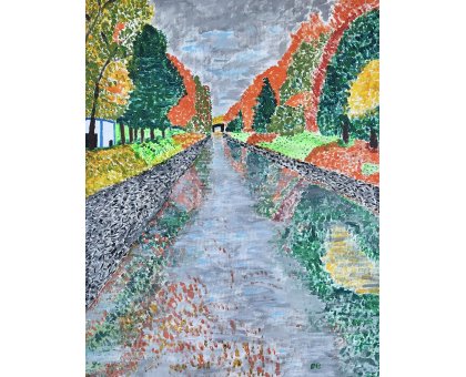 ACRILICO SU TELA RENZO BATTACCHI ' RIFLESSI ' dimensioni L 40 x H 50 cm.