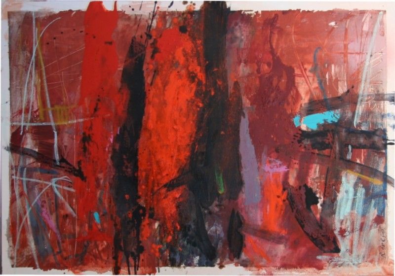 MIXED MEDIA SU TELA  RENATO GIORGIO ' SENZA TITOLO 1 '  dimensioni L 70 x H 100 cm.