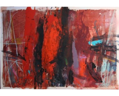 MIXED MEDIA SU TELA RENATO GIORGIO ' SENZA TITOLO 1 ' dimensioni L 70 x H 100 cm.