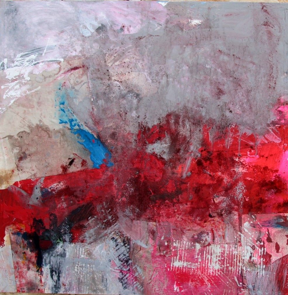 MIXED MEDIA SU TELA  RENATO GIORGIO ' SENZA TITOLO 9 '  dimensioni L 80 x H 80 cm.