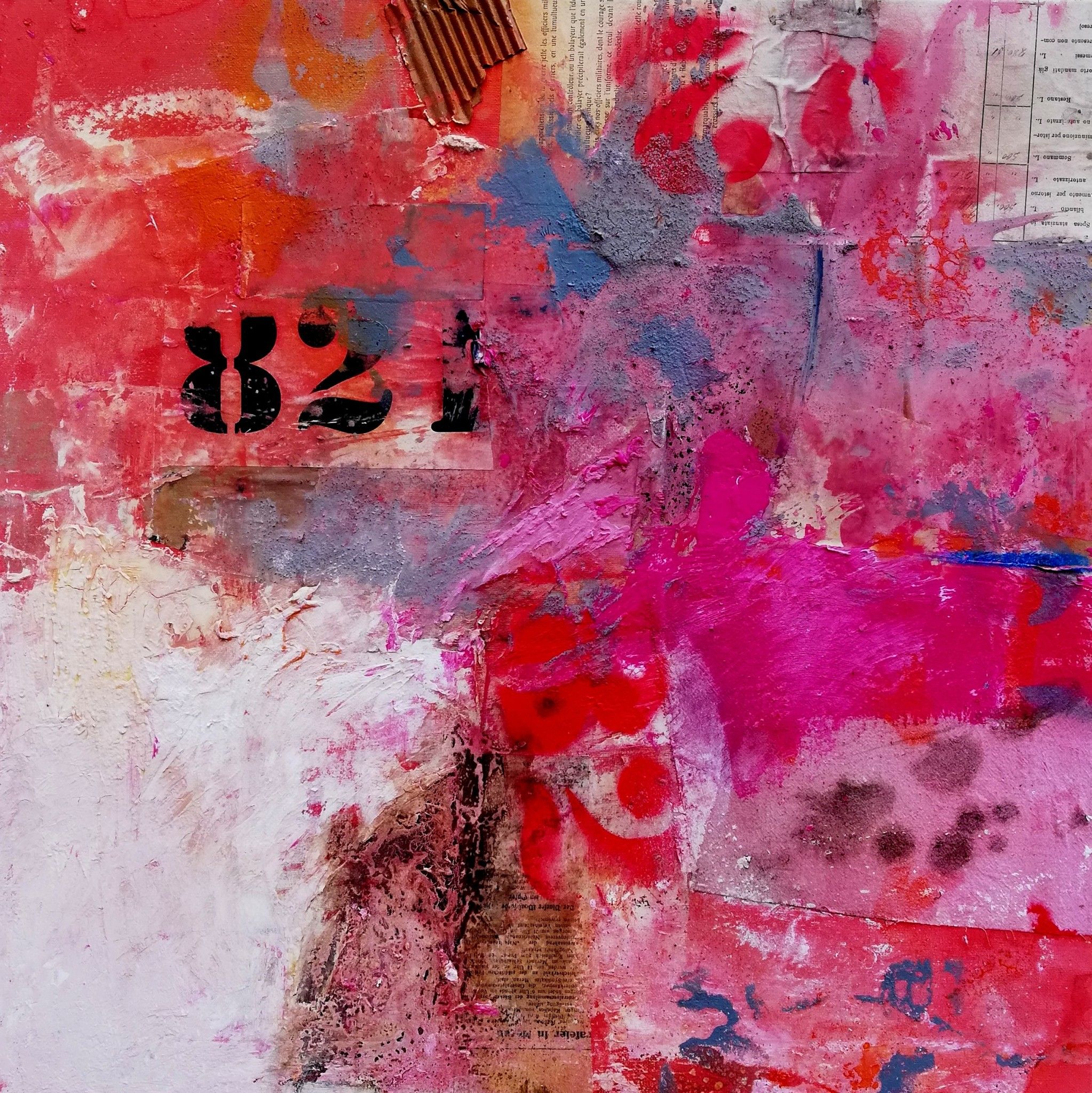 MIXED MEDIA SU TELA  RENATO GIORGIO ' SENZA TITOLO 21 '  dimensioni L 60 x H 60 cm.