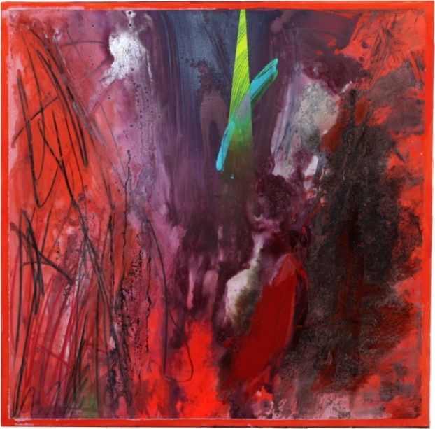 MIXED MEDIA SU TELA  RENATO GIORGIO ' SENZA TITOLO 6 '  dimensioni L 100 x H 100 cm.
