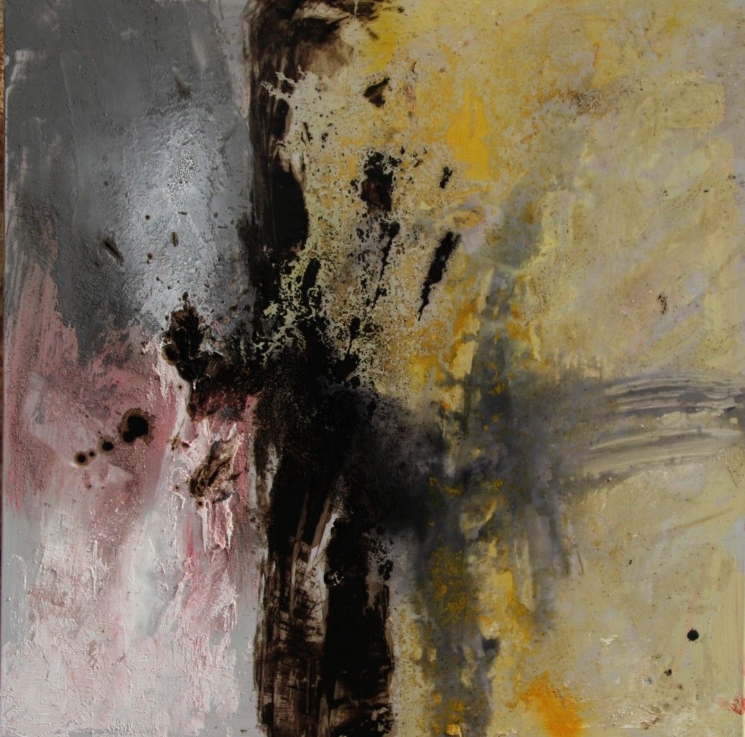 MIXED MEDIA SU TELA  RENATO GIORGIO ' SENZA TITOLO 8 '  dimensioni L 100 x H 100 cm.