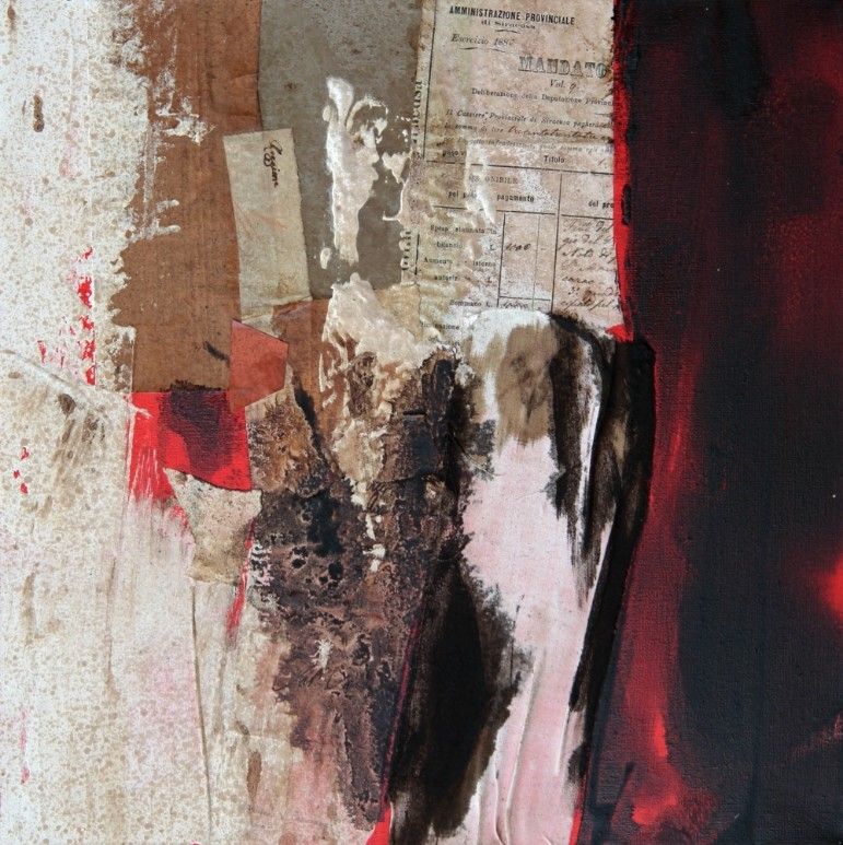 MIXED MEDIA SU TELA  RENATO GIORGIO ' SENZA TITOLO 10 '  dimensioni L 40 x H 40 cm.