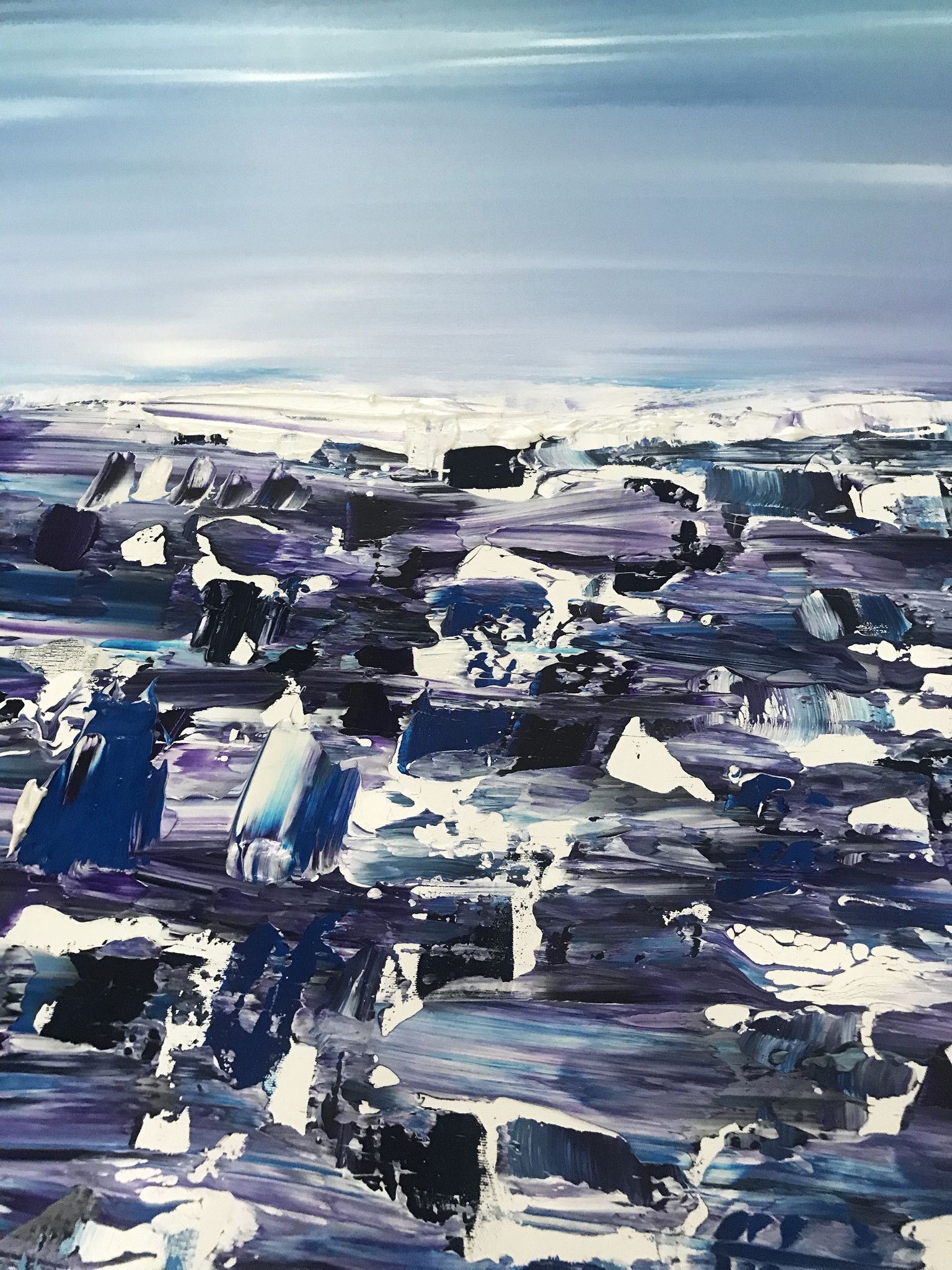 ACRILICO SU TELA  LETTERIA RUSSO ' BLUE REFLECTIONS '  dimensioni L 140 x H 160 cm.
