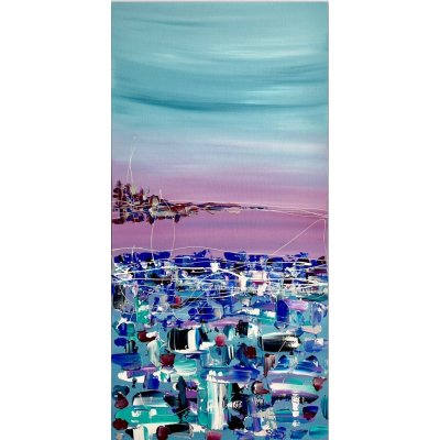 ACRILICO SU TELA LETTERIA RUSSO ' ORIZZONTI ROSA ' dimensioni L 50 x H 100 cm.