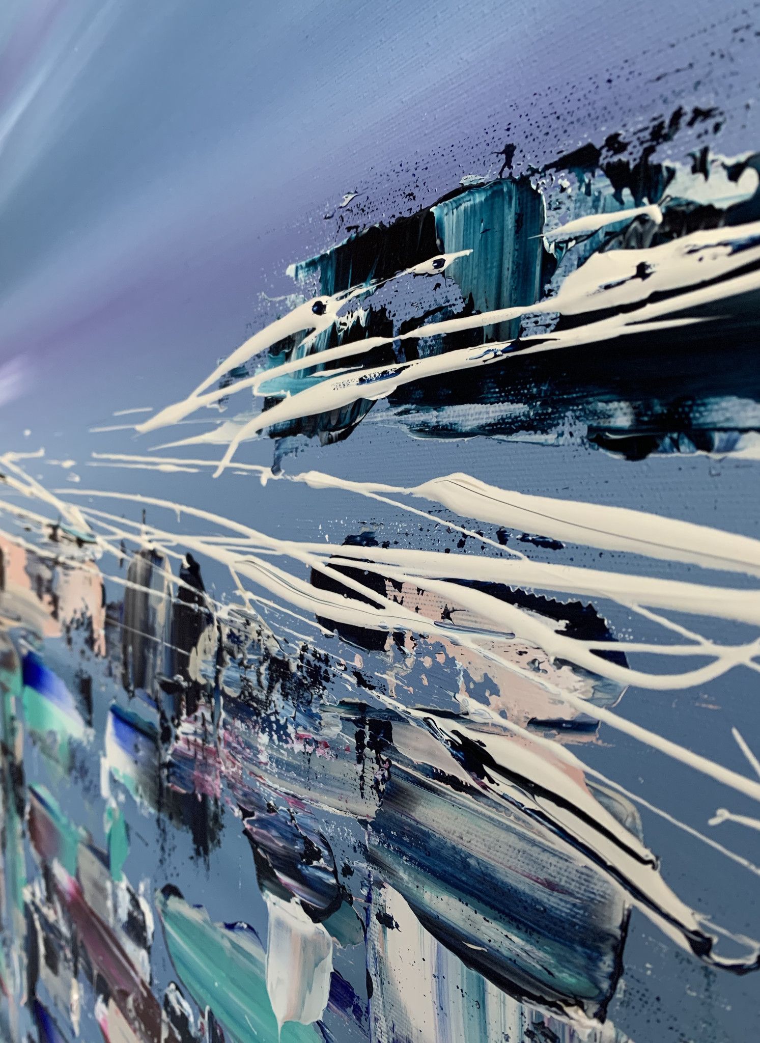 ACRILICO SU TELA  LETTERIA RUSSO ' DEEP BLUE '  dimensioni L 100 x H 100 cm.