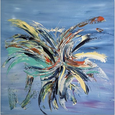 ACRILICO SU TELA LETTERIA RUSSO ' BLOW OF COLORS ' dimensioni L 100 x H 100 cm.