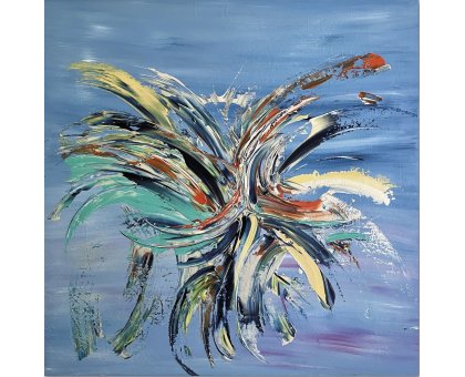 ACRILICO SU TELA LETTERIA RUSSO ' BLOW OF COLORS ' dimensioni L 100 x H 100 cm.