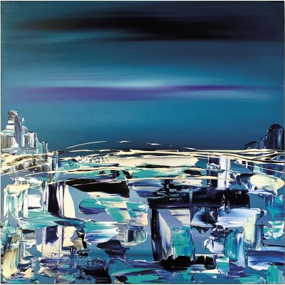 ACRILICO SU TELA LETTERIA RUSSO ' MIDNIGHT ' dimensioni L 70 x H 70 cm.