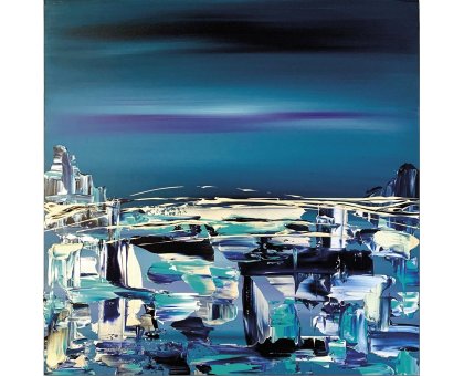 ACRILICO SU TELA LETTERIA RUSSO ' MIDNIGHT ' dimensioni L 70 x H 70 cm.