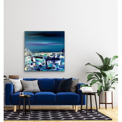 ACRILICO SU TELA LETTERIA RUSSO ' MIDNIGHT ' dimensioni L 70 x H 70 cm.