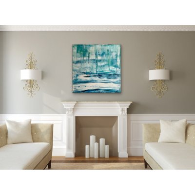 ACRILICO SU TELA LETTERIA RUSSO ' WINDOW INTO OCEAN ' dimensioni L 100 x H 100 cm.