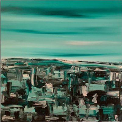 ACRILICO SU TELA LETTERIA RUSSO ' DIVINE FOREST ' dimensioni L 70 x H 70 cm.