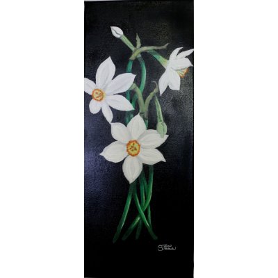 OLIO SU TELA TIZIANA STOCCO ' GIGLIO BIANCO ' dimensioni L 20 x H 50 cm.