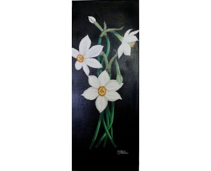 OLIO SU TELA TIZIANA STOCCO ' GIGLIO BIANCO ' dimensioni L 20 x H 50 cm.