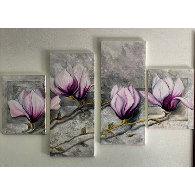 OLIO SU TELA TIZIANA STOCCO ' LE MAGNOLIE ' dimensioni L 30 x H 40 cm e L 30 x H 70 cm.