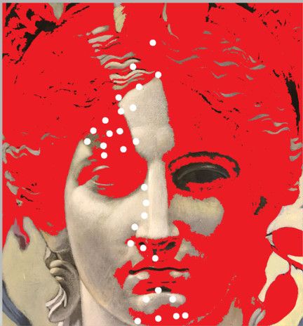 OLIO SU TELA  STEFANIA COLOMBO ' PAST CONTINUOUS RED '  dimensioni L 50 x H 50 cm.