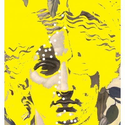 OLIO SU TELA STEFANIA COLOMBO ' PAST CONTINUOUS IN YELLOW 2 ' dimensioni L 50 x H 50 cm.