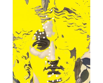 OLIO SU TELA STEFANIA COLOMBO ' PAST CONTINUOUS IN YELLOW 2 ' dimensioni L 50 x H 50 cm.