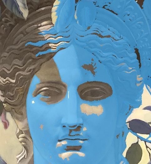 OLIO SU TELA  STEFANIA COLOMBO ' PAST CONTINUOUS BLUE '  dimensioni L 50 x H 50 cm.