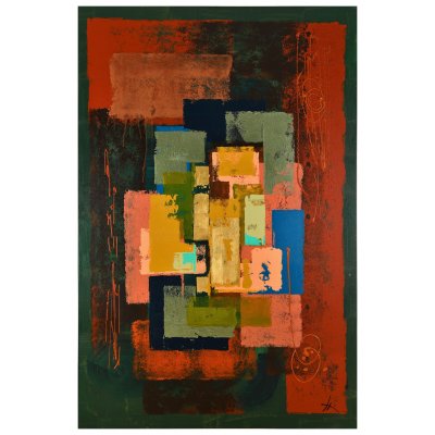 MIXED MEDIA SU TELA FULVIA STEARDO FERMI ' NATURA ' dimensioni L 100 x H 150 cm.