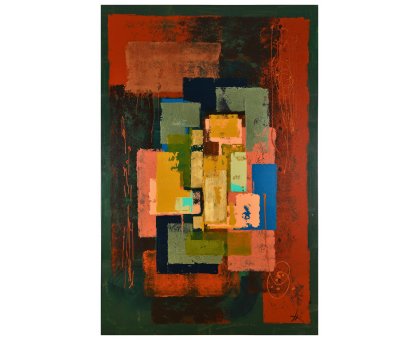 MIXED MEDIA SU TELA FULVIA STEARDO FERMI ' NATURA ' dimensioni L 100 x H 150 cm.