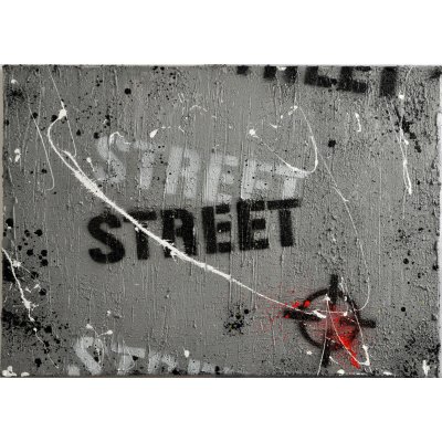 ACRILICO SU TELA FRANCESCO CAMPANELLA ' WALL…STREET ' dimensioni L 70 x H 50 cm.