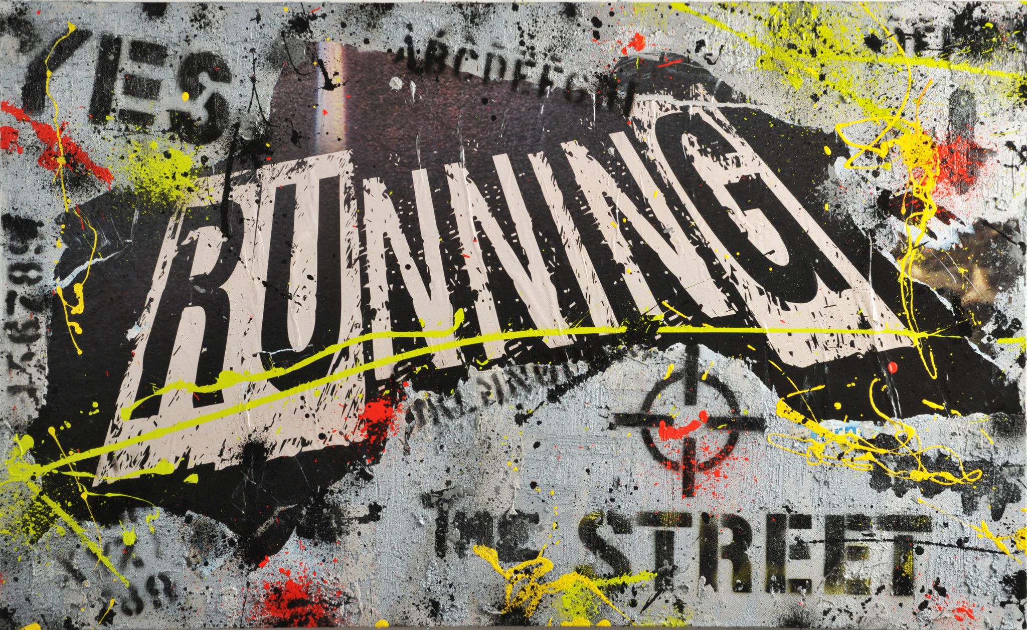 ACRILICO SU TELA  FRANCESCO CAMPANELLA ' RUNNING THE TIME '  dimensioni L 100 x H 60 cm.
