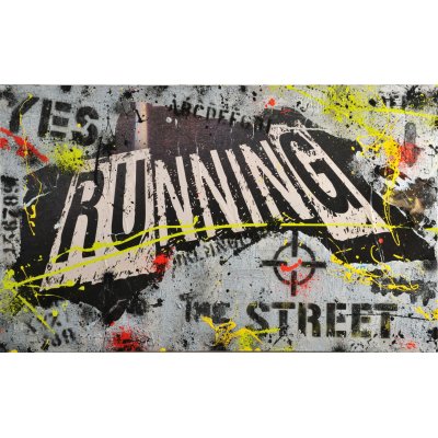 ACRILICO SU TELA FRANCESCO CAMPANELLA ' RUNNING THE TIME ' dimensioni L 100 x H 60 cm.