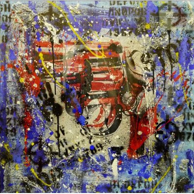 ACRILICO SU TELA FRANCESCO CAMPANELLA ' PORTRATED 'dimensioni L 81 x H 81 cm.