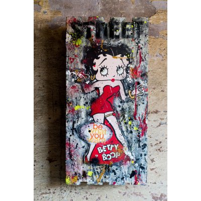 ACRILICO SU TAVOLA FRANCESCO CAMPANELLA ' BE WHAT YOU WANT ' dimensioni L 40 x H 80 cm.