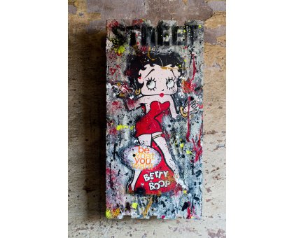 ACRILICO SU TAVOLA FRANCESCO CAMPANELLA ' BE WHAT YOU WANT ' dimensioni L 40 x H 80 cm.