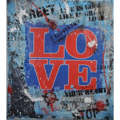 ACRILICO SU TELA FRANCESCO CAMPANELLA ' ABOUT INDIANA ' dimensioni L 90 x H 100 cm.