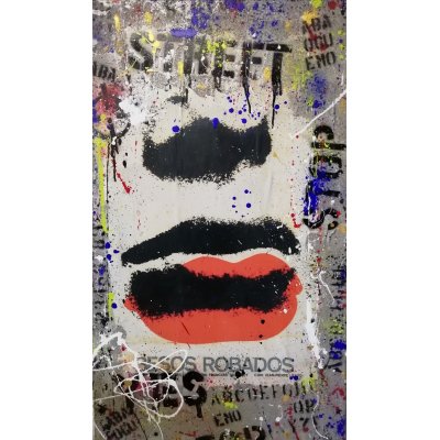 ACRILICO SU TELA FRANCESCO CAMPANELLA ' BESOS ROBADOS ' dimensioni L 60 x H 100 cm.