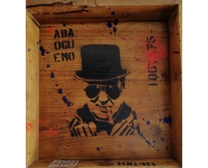 ACRILICO SU TAVOLA FRANCESCO CAMPANELLA ' CHURCHILL POP ' dimensioni L 42 X H 45 cm.