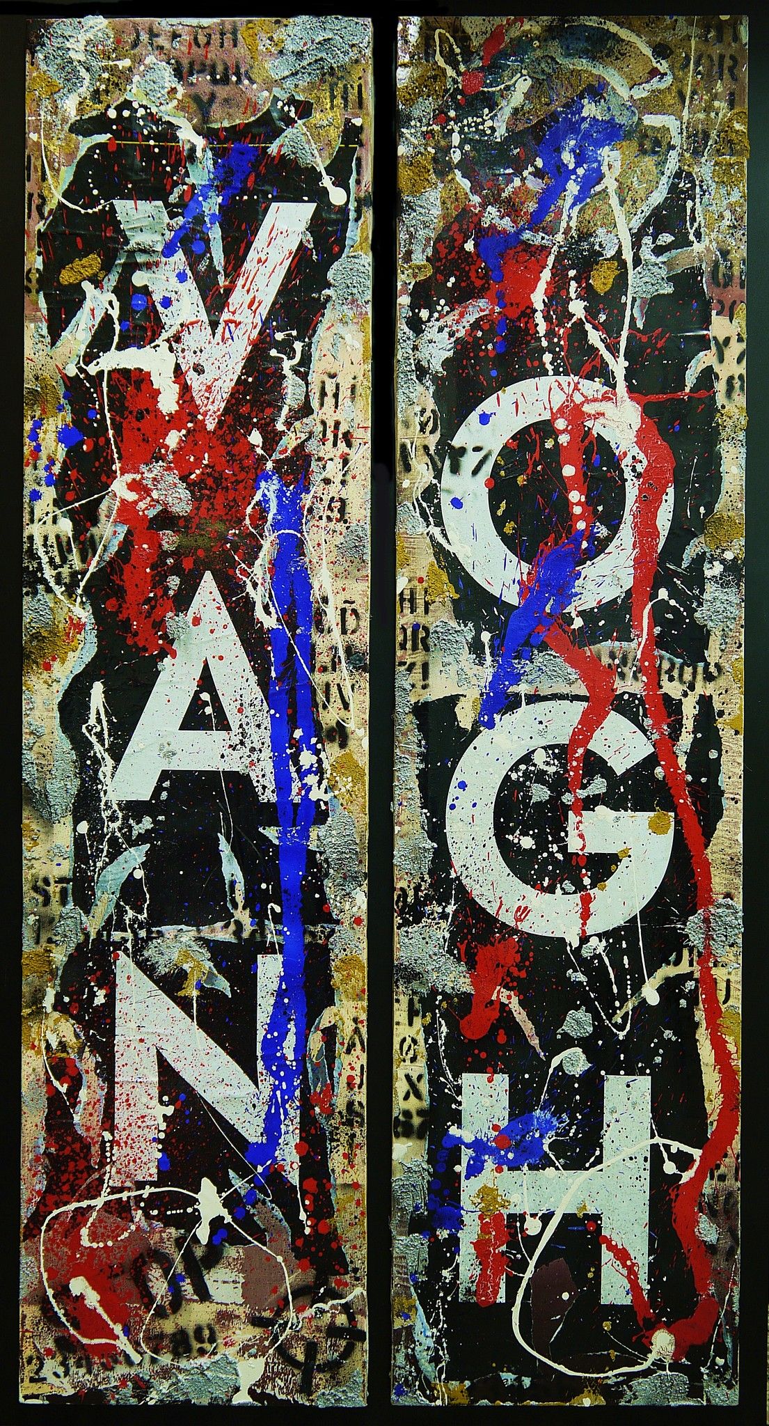 ACRILICO SU TELA  FRANCESCO CAMPANELLA ' SPEAK TO ME '  dimensioni L 40 x H 160 cm.