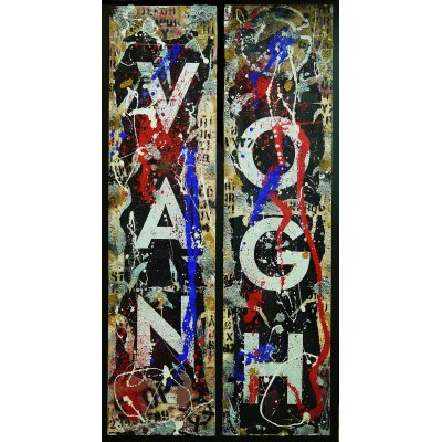 ACRILICO SU TELA FRANCESCO CAMPANELLA ' SPEAK TO ME ' dimensioni L 40 x H 160 cm.