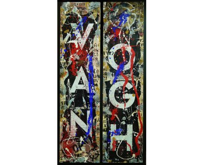 ACRILICO SU TELA FRANCESCO CAMPANELLA ' SPEAK TO ME ' dimensioni L 40 x H 160 cm.